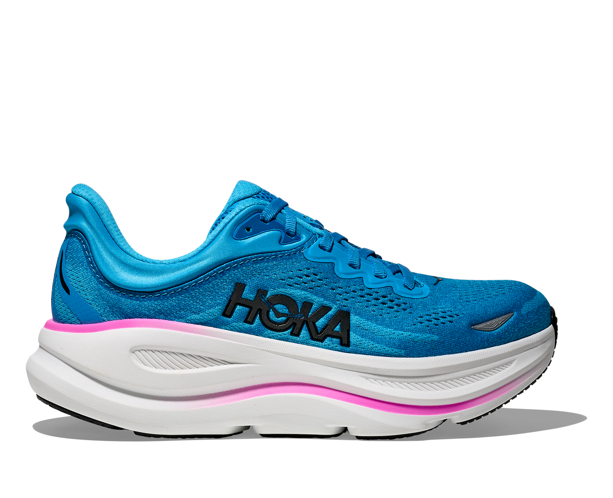 Hoka Women's Bondi 9 Skyward Blue/Neon Fuchsia (B Width) LIMITED