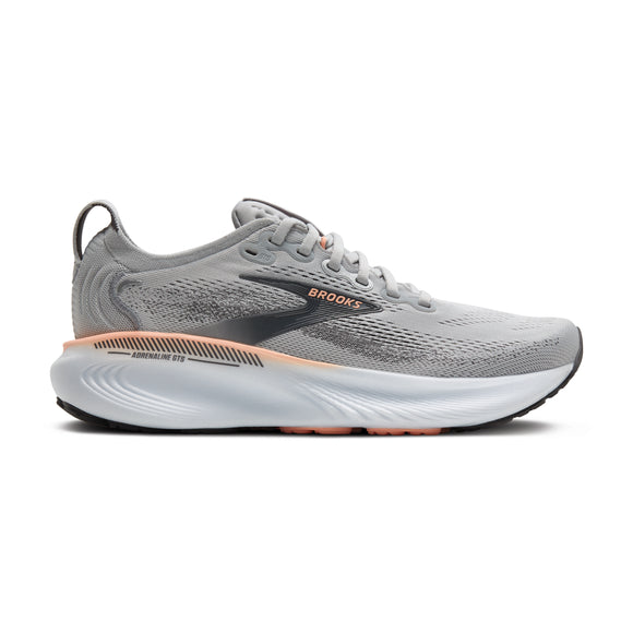 Brooks Women's Adrenaline GTS 25 Grey/Blackened Pearl/Coral (B or D Width) NEW HOLIDAY 2025 UPDATED STYLE
