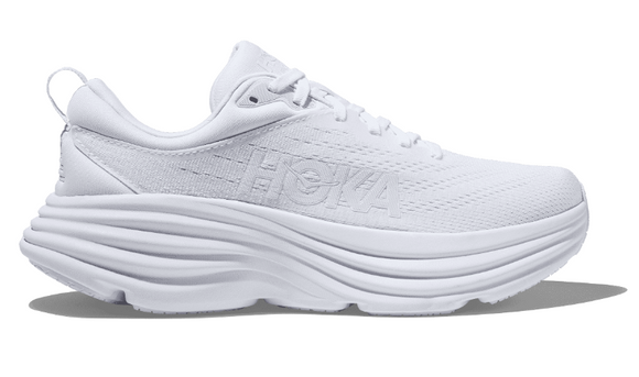 Hoka Women's Bondi 8 All White (B & D Width) NEW Spring 2024 Color