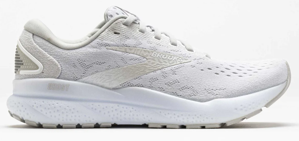 Brooks Women s Ghost 16 Running Shoe White White Grey B Width NEW 20 Mass General Brigham Foot Ankle Store