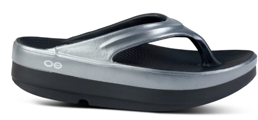Oofos Women's  Oomega Oolala Flip Flop Basalt (PLATFORM STYLE)