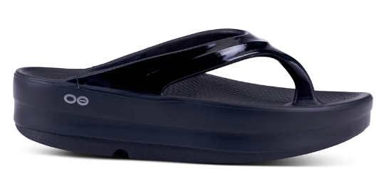 靴 OOFOS WOMEN'S OOMEGA LIMITED Oofos Women's Oomega Oolala Flip Flop All Black PLATFORM