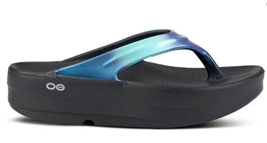 Oofos Women's  Oomega Oolala Flip Flop Atlantis PLATFORM STYLE