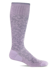 Women's Damask Compression Socks (15-20mmHG) Lavender by Sockwell