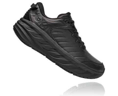 Hoka Men's Bondi SR Leather Black (Slip Resistant Sole) D or 2E Width