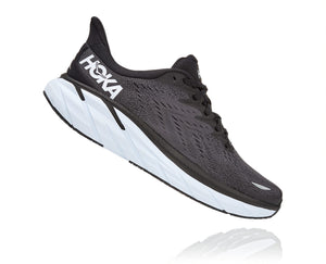 Hoka One One Women's Clifton 8 Black & White (B or D Width) Size 10.5D ONLY
