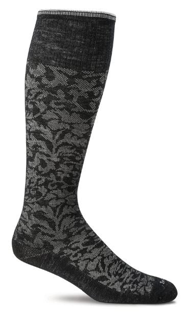 Women's Damask Compression Socks (15-20mmHG) Black by Sockwell