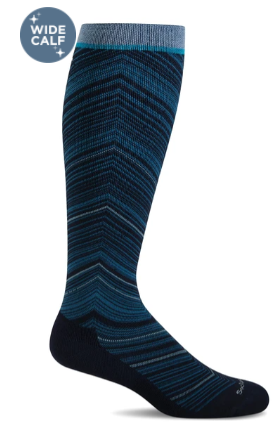 Women's Full Flattery (Wide Calf Fit) Compression Socks (15-20mmHG) Navy by Sockwell