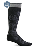 Women's Full Floral (Wide Calf Fit) Compression Socks (15-20mmHG) Black by Sockwell