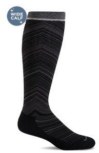 Women's Full Flattery (Wide Calf Fit) Compression Socks (15-20mmHG) Black by Sockwell